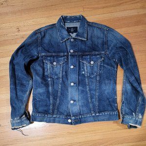 Distressed light weight denim jacket